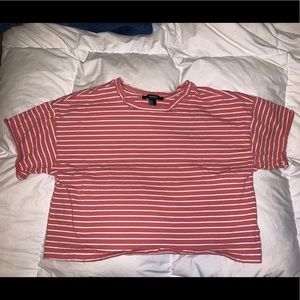 Forever 21 Coral Striped Crop Top